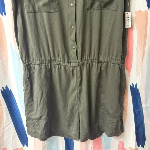 Daily Ritual Olive Green Sleeveless Crew Neck Button Front Romper 16 / 18 / 48 - Picture 3 of 9